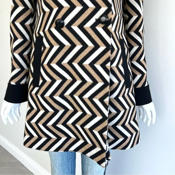 RED VALENTINO Wool Blend Multicolor Mid Length Double Breasted Pea Coat Sz 42 - Picture 3 of 16